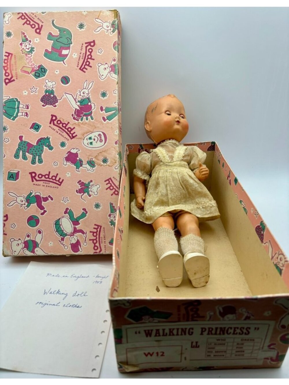 1950s Walking Princess Doll Roddy Body Stamp Original Box
